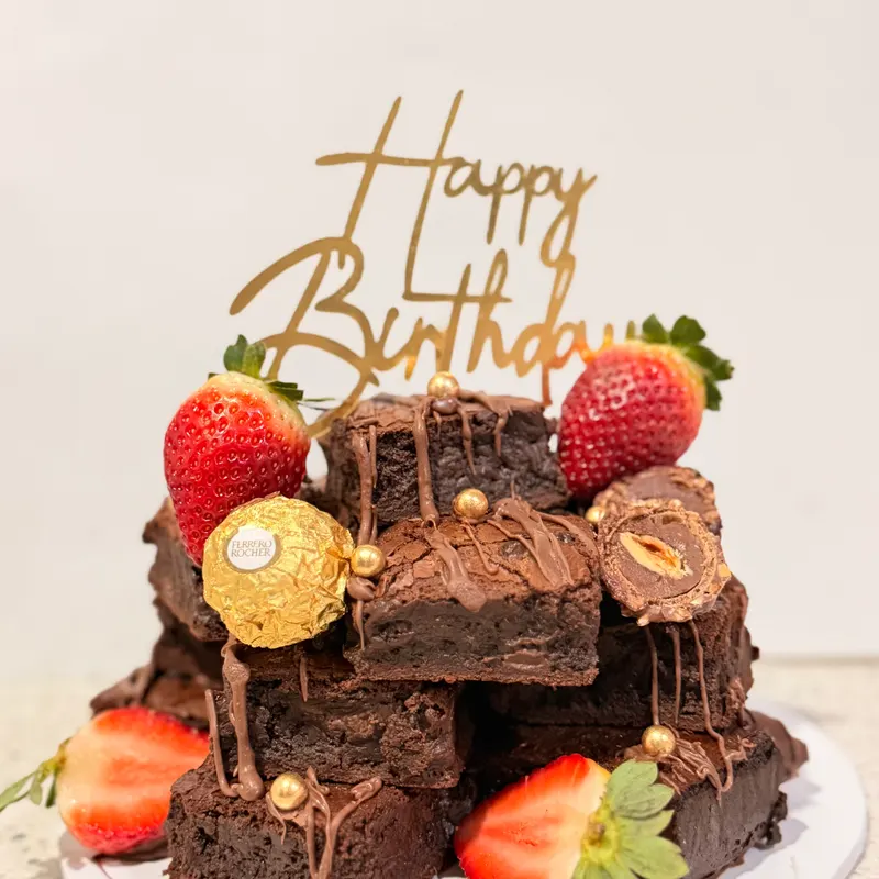 Custom birthday brownie stack from Crumbs & Cream