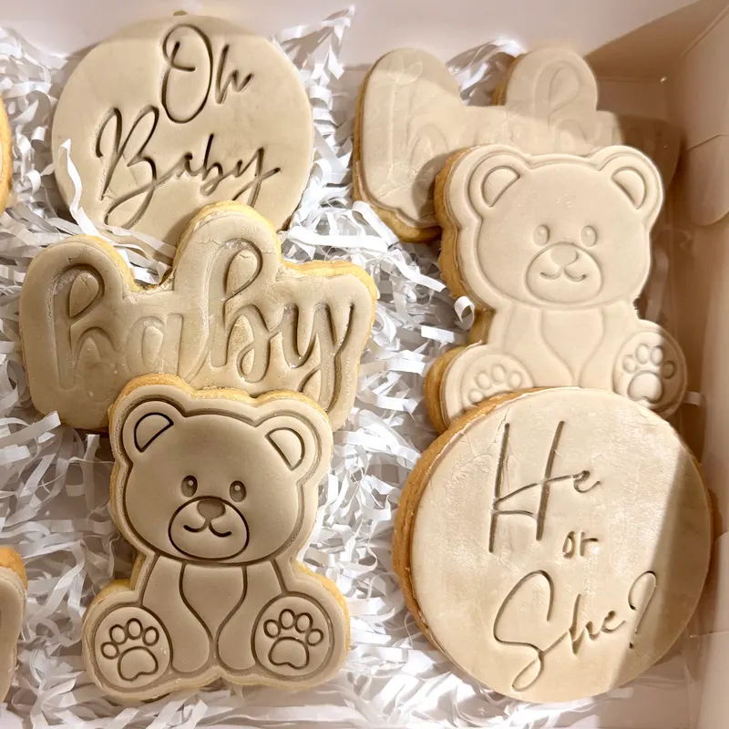 Custom baby shower sugar cookies handmade by Crumbs & Cream